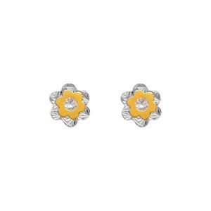 14k REALGOLD  Double Flower CZ Stud Earrings 8 mm